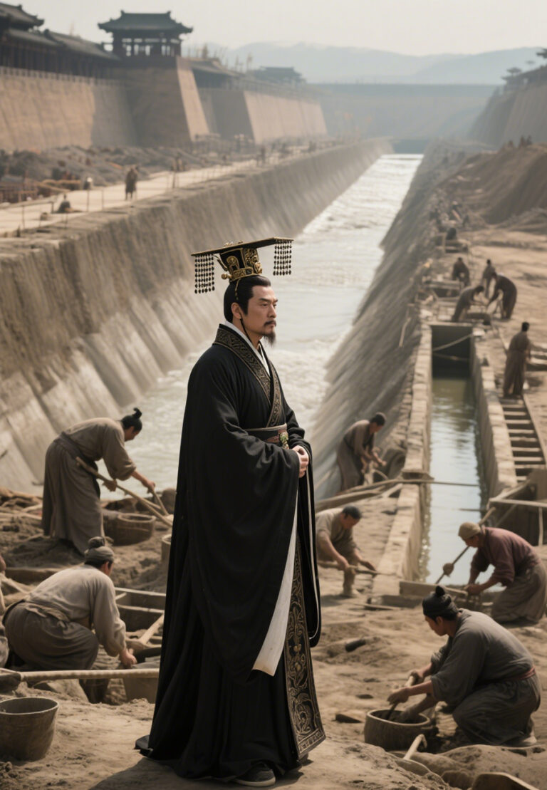 Why does Qin Shi Huang wear a blindfold?